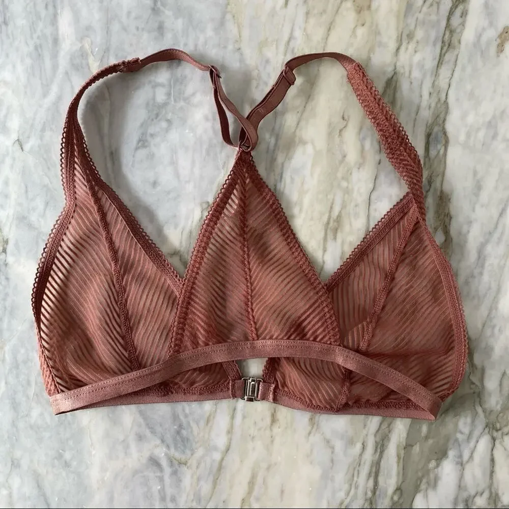FREE PEOPLE Womens XS Intimately Nadia Bralette Bundle Nude Black Front Open